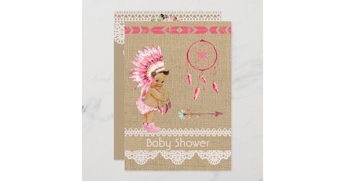 Native American Baby Girl Baby Shower Invitation Zazzle