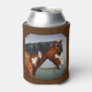 Native American Bay Pinto Horse Brown Can Cooler