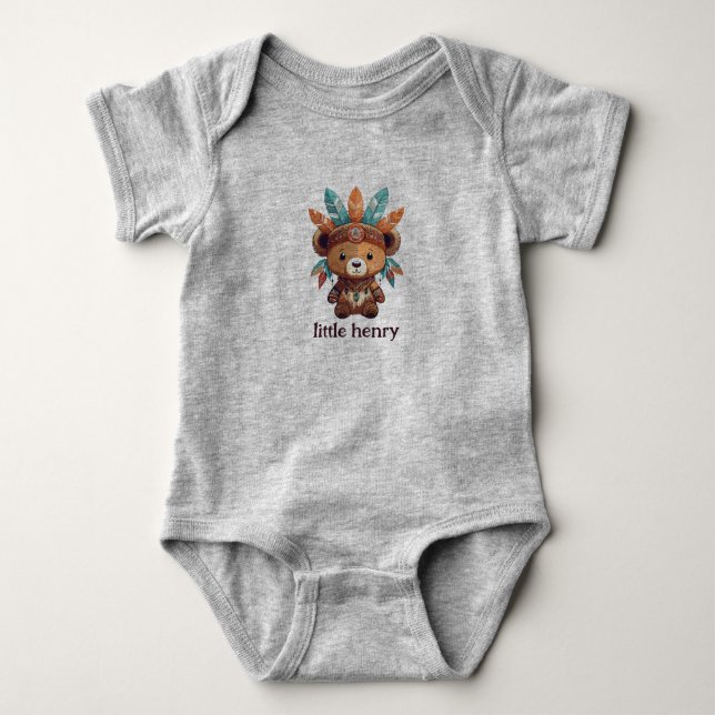 Native American Bear Baby Bodysuit (Front)