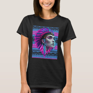 Native American beautiful Woman Headdress Native A T-Shirt