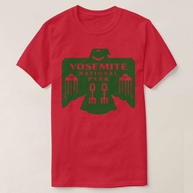 Native American Bird Yosemite National Park Green T-Shirt (Design Front)