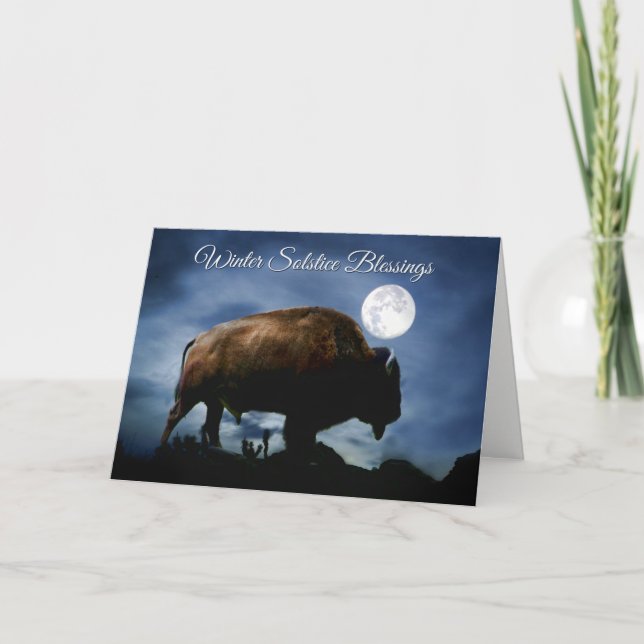 Native American Bison Winter Solstice Card (Front)