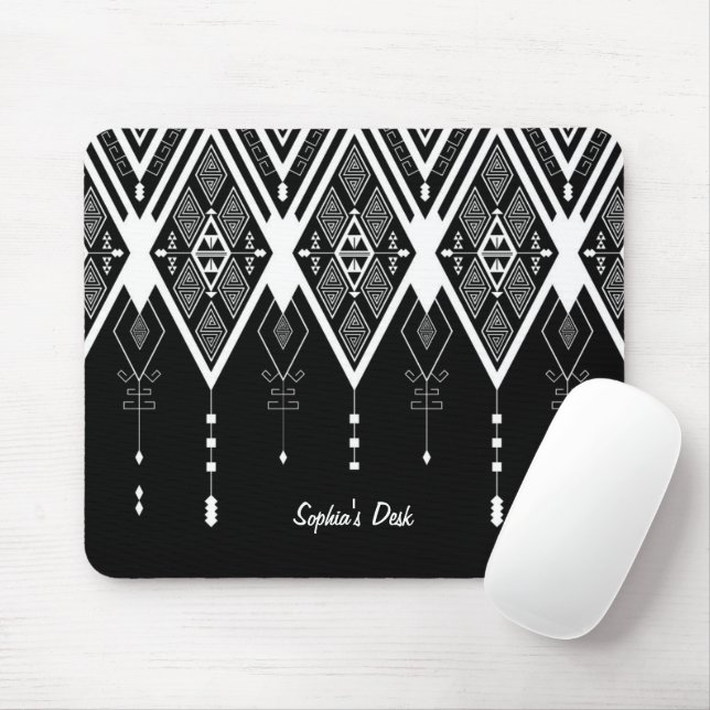 Native American Black And White Custome Mouse Mat (With Mouse)
