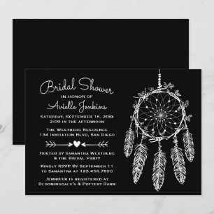 Native American Black Dreamcatcher Bridal Shower Invitation