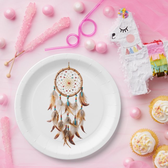 Native American Boho Dreamcatcher Ethnic Tribal Paper Plate (Party)