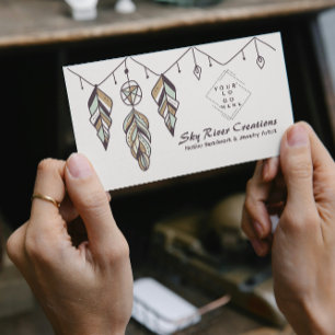 Native American Boho Feather Artisans Craftspeople Business Card