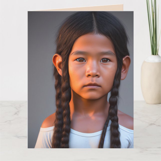 NATIVE AMERICAN BOY ART BIRTHDAY GREETING CARDS (Front)