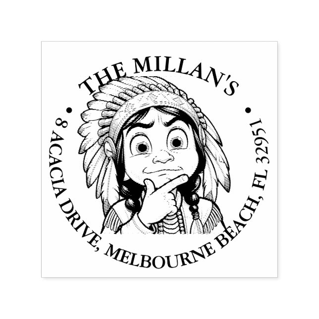 Native American boy  Shocked theme Self-inking Stamp (Design)