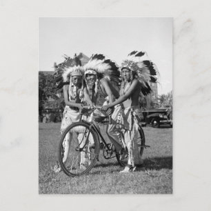 Native American Boys, 1930s Postcard