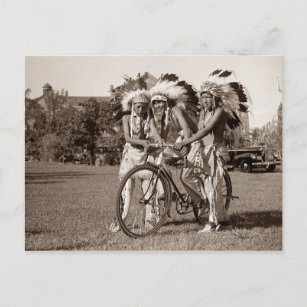 Native American boys with bicycle Postcard