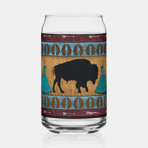 Native American Buffalo Can Glass