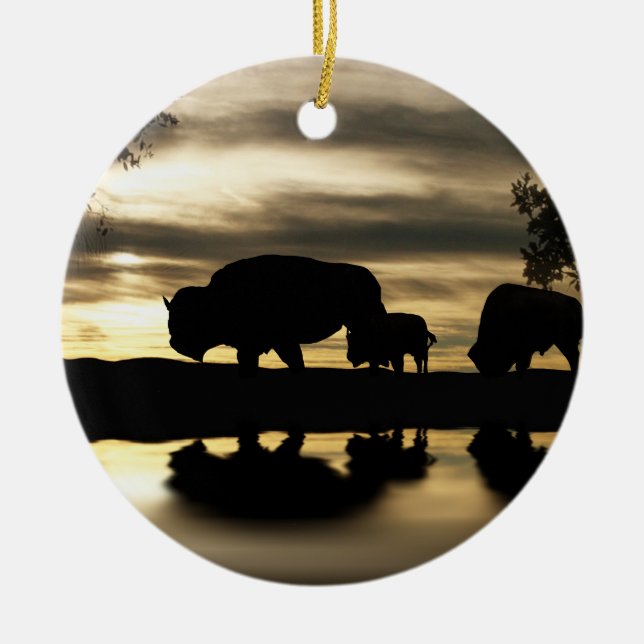 Native American Buffalo Christmas Ornament (Front)