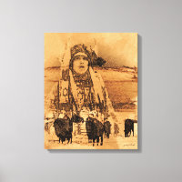 Native American Buffalo Gallery wrapped print