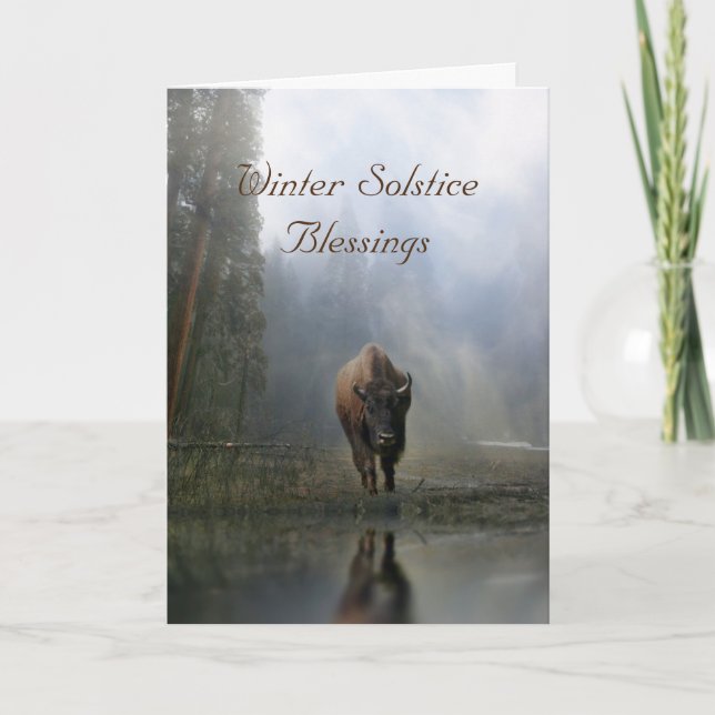 Native American Buffalo  Winter Solstice Blessings Card (Front)