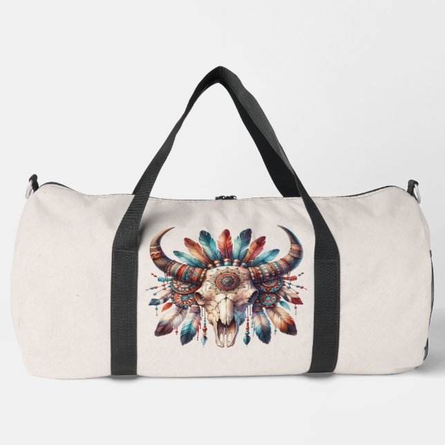 Native American Bull Duffel Bag (Front)