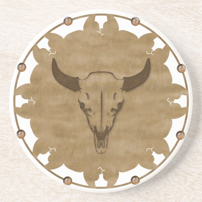 Native American Bull Skull Coaster (Front)
