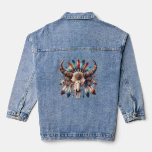 Native American Bull Skull Women's Denim Jacket