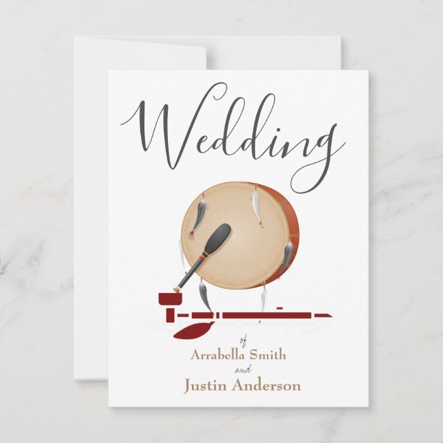 Native American Ceremonial White Wedding  Invitation (Front)