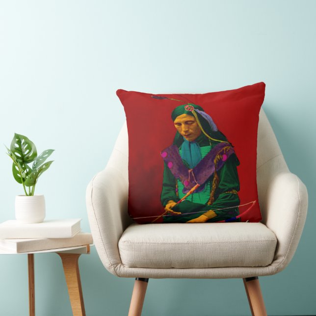 Native American Cherokee Pop Art Throw Pillow (Chair)
