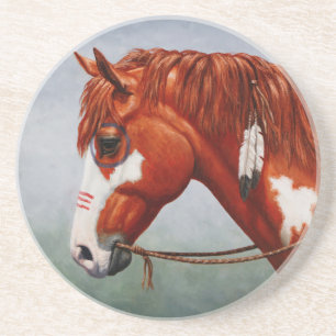 Native American Chestnut Pinto War Horse Coaster