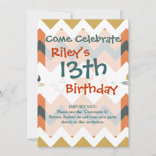 Native American Chevron Teepee Arrow Skulls Invitation