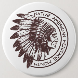 Native American Chief 6 Cm Round Badge