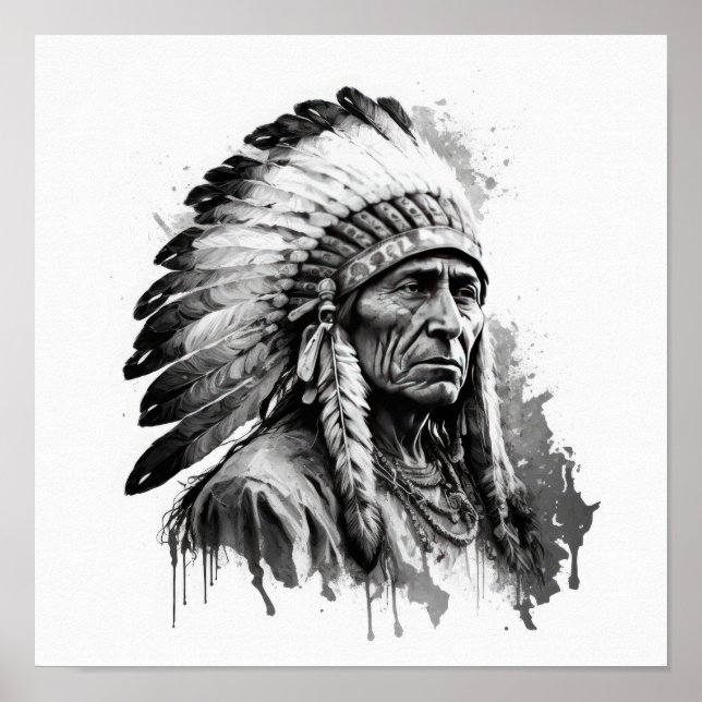 Native American Chief Art Print Poster (Front)