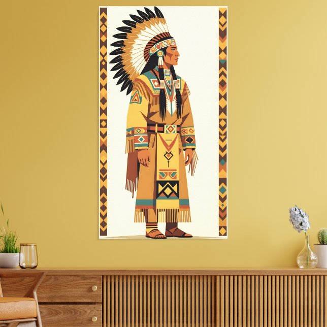 Native American Chief Canvas Print (Insitu(LivingRoom))