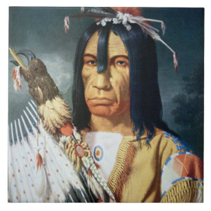 Native American Chief of the Cree people of Canada Tile