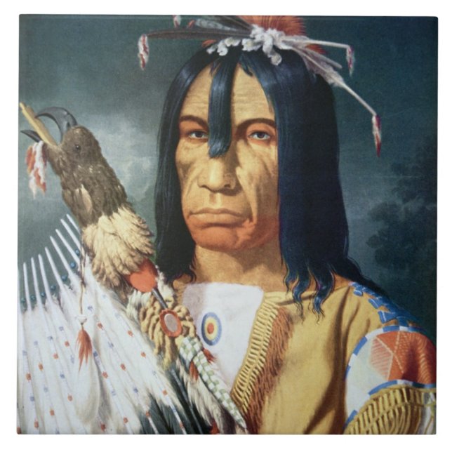 Native American Chief of the Cree people of Canada Tile (Front)