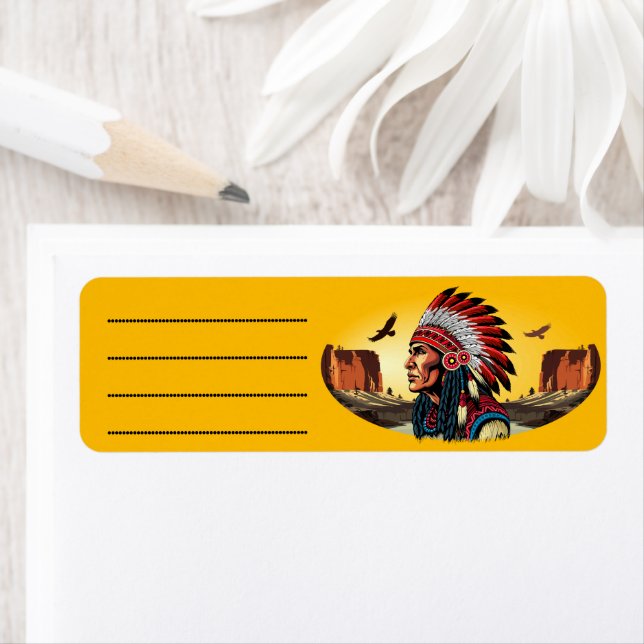 Native American Chief on wild Landscape Sunset (Insitu)