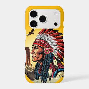 Native American Chief on wild Landscape Sunset