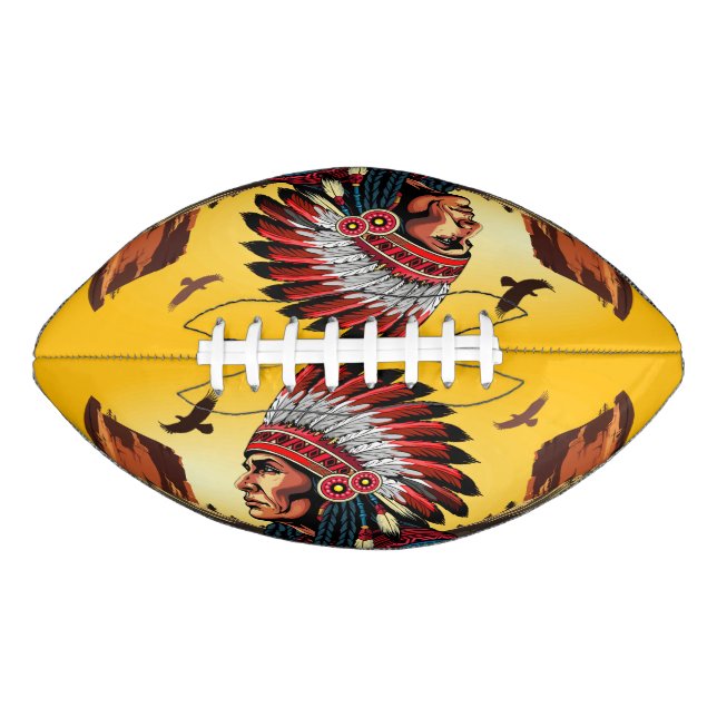 Native American Chief on wild Landscape Sunset American Football (Front)