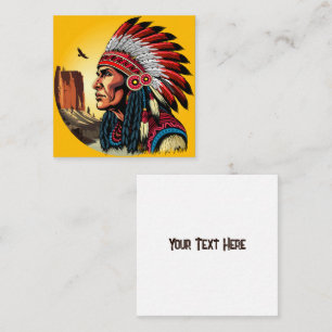 Native American Chief on wild Landscape Sunset Card