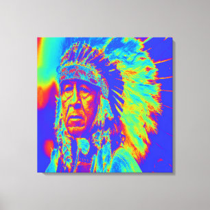 Native American Chief Pop Art Canvas Print