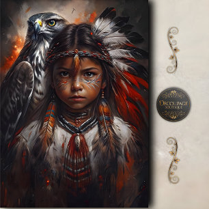 Native American Child & Eagle Headdress Decoupage Tissue Paper