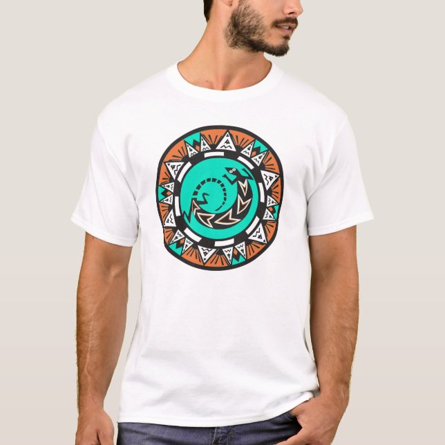 NATIVE AMERICAN  CIRCLE LIZARD DESIGN T-Shirt (Front)