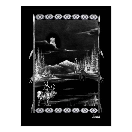 NATIVE AMERICAN COLLAGE POSTCARD