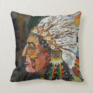 Native American Colourful Headdress Chief Cushion