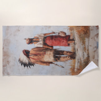 Native American Couple Beach towel