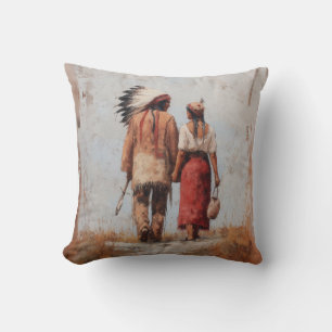 Native American Couple Throw Pillow