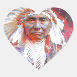 Native American Crazy Horse Heart Sticker