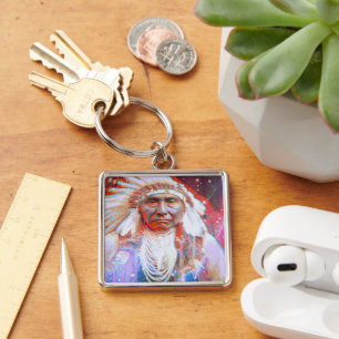 Native American Crazy Horse Keychain