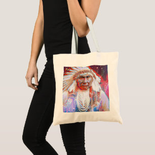 Native American Crazy Horse Large Tote Bag