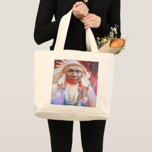 Native American Crazy Horse Large Tote Bag
