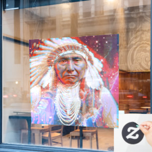 Native American  Crazy Horse  Window Cling