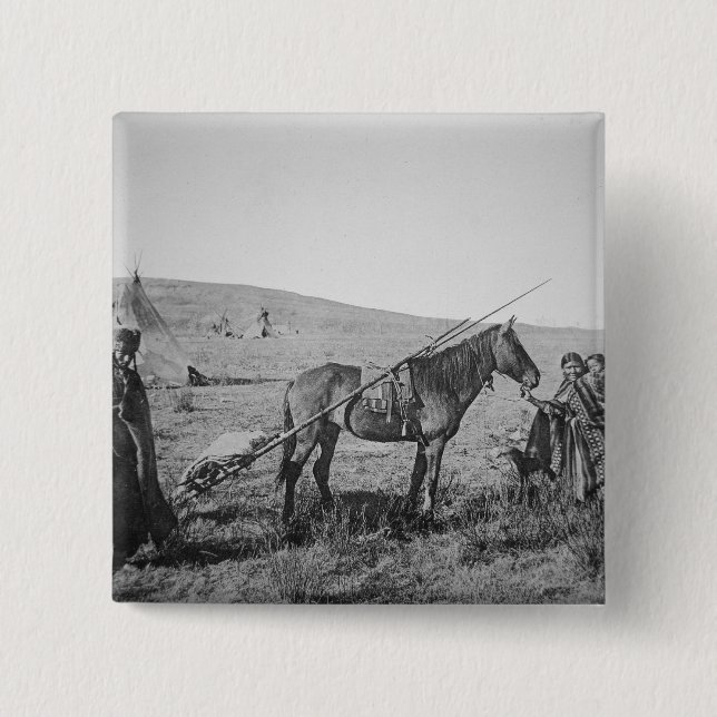 Native American Cree people of Western Canada, c.1 15 Cm Square Badge (Front)