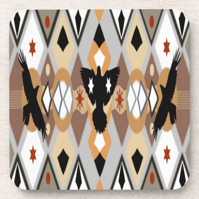 Native American Crow Cork Coaster (Front)