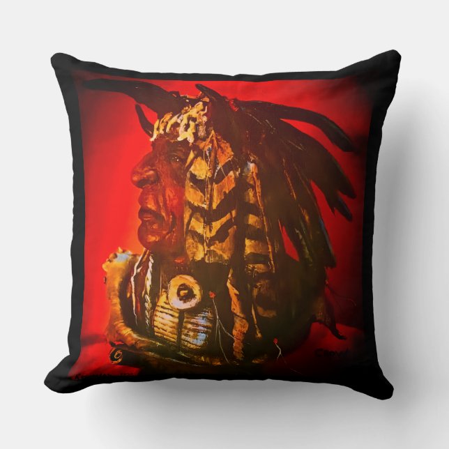 Native American "Crow medicine man" Cushion (Front)