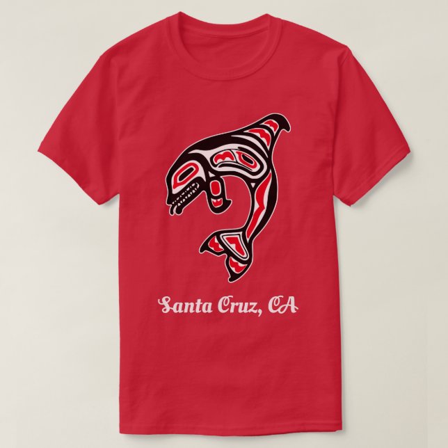 Native American Cruz Santa CA Red Orca Killer Whal T-Shirt (Design Front)
